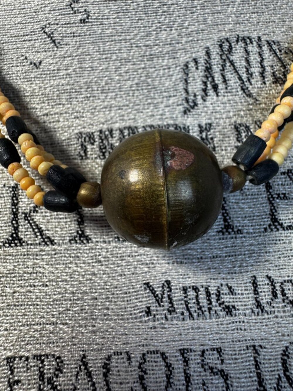 Vintage Ethnic Handcrafted Beaded Necklace Multicolor Brass Accent Bead BoHo - Picture 5 of 8